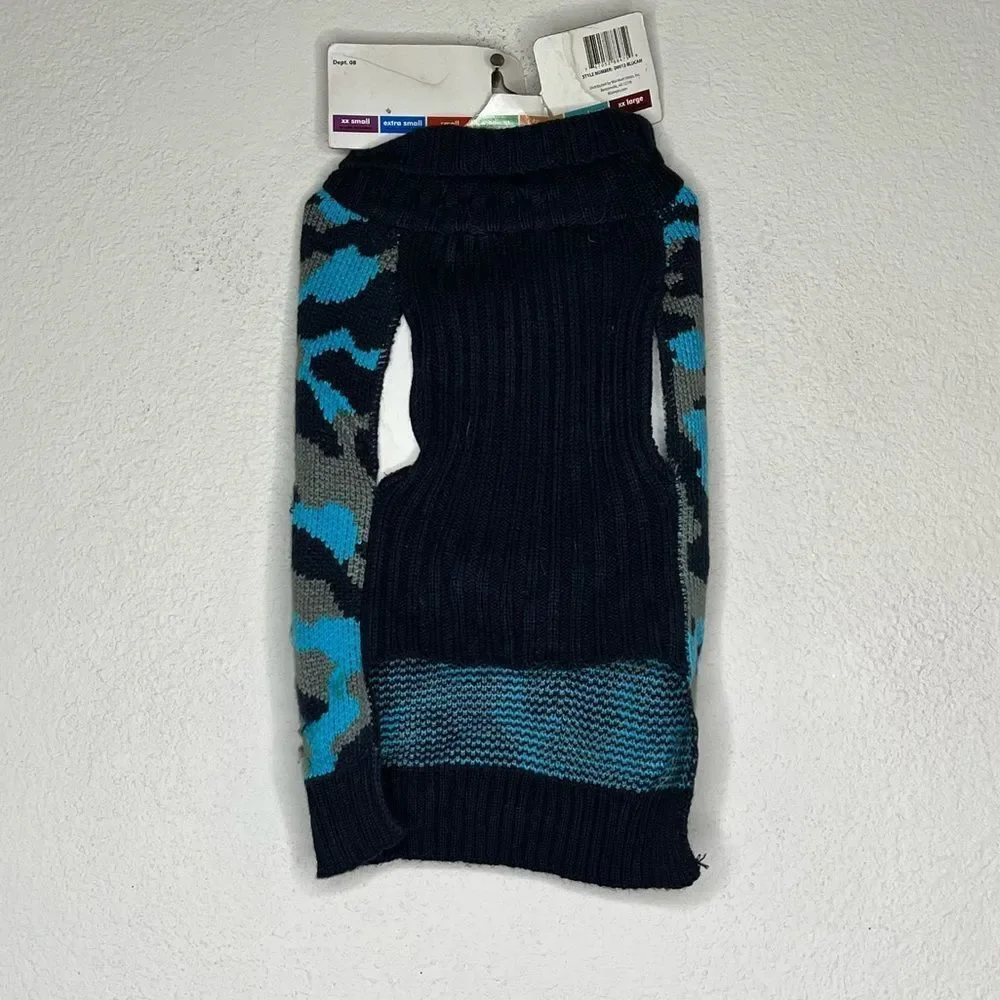 Large‎ Blue Camouflage Dog Sweater nwt